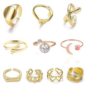 <b>24k</b> <b>Gold</b> Plated Stainless Steel <b>Ring</b> Crystal Rhinestone Lab Created Daily Trendy Unisex Design Tryme Brand Cross Border Multi - Product Image 2