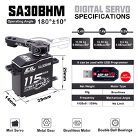 Servo RC Mini AGFRC SA30BHM 8.4V HV 0.060s 11.5kg con Engranajes de Acero y Motor sin Escobillas para Autos Pan Car a Escala 1/12