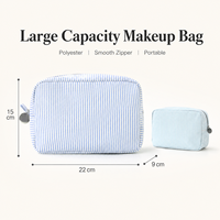 Organisateur de voyage en polyester rayé, 7 couleurs, grande capacité, pochette cosmétique à fermeture éclair, logo personnalisé, trousse de maquillage