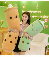 Oreiller en peluche Boba long et doux en forme de crème glacée, personnalisable, pour canapé et accessoires de sac à lait