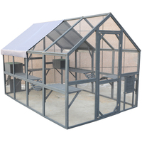 Cat Run Grand Enclos pour chat en bois Catio Outdoor Kitty House avec ponts, promenades, petites maisons, couverture de toit 110 pouces