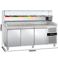 Table de préparation réfrigérée Gastro Pizza GGM ECO-2000x800mm-Trois portes-2-8C-A+++ Contrôle de température numérique à économie d'énergie Automatique