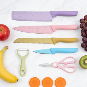 Juego de <span class=keywords><strong>Cuchillos</strong></span> de Cocina de 6 Piezas, Color Macaron, Acero Inoxidable, Revestimiento Antiadherente Ecológico, Marca <span class=keywords><strong>Chef</strong></span> Star, <span class=keywords><strong>Cuchillos</strong></span> de Cocina Coloridos - Product Image 3