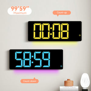 Nouvelle <span class=keywords><strong>Horloge</strong></span> <span class=keywords><strong>Murale</strong></span> Électronique Géante à Grand Affichage, avec Température, Néon RGB, LED Couleur, Calendrier Numérique et Veilleuse - Product Image 3