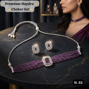 Silver Plated Hydro Bead Choker Necklace <b>Set</b> Maroon Ruby Red Multi Layer Imitation Pearl Collar Necklace Stud Earrings Wedding - Product Image 2