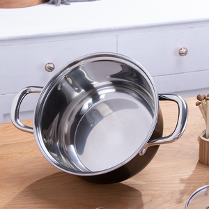 Ensemble de 4 pièces de vaisselle moderne en acier inoxydable à double fond, antiadhésif, avec marmite à soupe et couvercle en verre noir, combinaison magnétique - Product Image 3