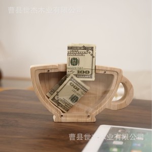 Hucha de madera maciza con forma de dibujos animados, regalo para niños, adorno de escritorio - Product Image 2