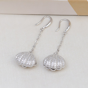 Pendientes Largos de Plata S925 Estilo Han Hechos a Mano con Forma de Pentagrama y Perlas, Accesorios DIY con Soporte Hueco para Perlas de 7-8 mm, Artículo 1602 - Product Image 4