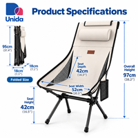 Chaise de camping pliable en aluminium durable avec sac de transport - Portable, légère, séchage rapide pour une utilisation en extérieur