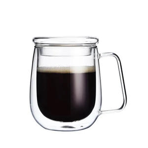 Ensemble de tasse à café transparente, avec poignée et couvercle, noir - Product Image 4