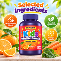 Comprimés à croquer multivitaminés pour enfants OEM ODM, saveur orange, supplément nutritionnel quotidien, marque privée, vente en gros, usine