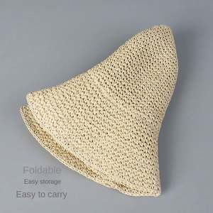 Sombrero de Pescador de Paja de Papel Hecho a Mano, Estilo Japonés, Retro, para Mujer, Plegable, para el Sol - Product Image 4