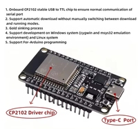 ZYSY Type-C ESP32 CP2102 30Pin ESP-WROOM-32 Papan Pengembangan WiFi + BT Dual Core 2.4Ghz Mikrokontroler yang cocok dengan Arduino.