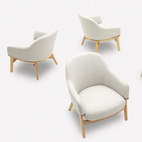 Fauteuil de détente contemporain en bois massif et tissu, chaise d'appoint confortable pour hall d'hôtel, salon, bureau, réception