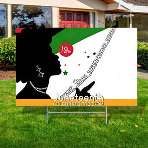 ホットセール ジューンティーンスデコレーション ヤードサイン H型支柱付き 歴史月間 自由の日 ギフト 屋外用 - Product Image 1