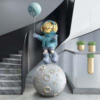 Décoration de meuble TV sur le thème de l'astronaute en ballon de dessin animé, ornements de sol grand format représentant un homme de l'espace avec la lune, décoration intérieure