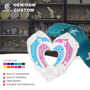 Hohe Qualität Niedriger Preis Günstige Benutzer definierte Zink legierung Herzförmige Paar Medaille Souvenir Medaillen - Product Image 1