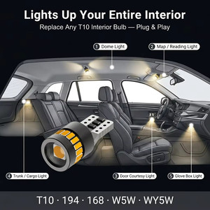 Ampoule LED OEM/OED T10 W5W sans erreur, blanc, ambre, rouge, bleu glacé, 194 501 158, pour éclairage intérieur de voiture, plafonnier, carte, plaque d'immatriculation - Product Image 5