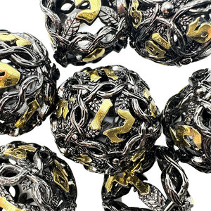 Juego de dados poliédricos de metal con diseño de vid entrelazada y hueca, con opciones de dos colores, para juegos de mesa DND. - Product Image 2