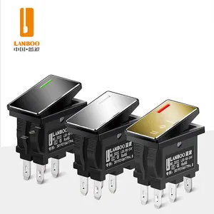 LANBOO Boat Type 1409 KCD1 7A current band LED light Square Rocker switch metal plate 2/3 position