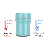 Venta de Fábrica, Producto Popular, Recipiente Multifuncional de Porcelana para Alimentos de 13 oz/410 ml, Tapa Libre de BPA, Acero Inoxidable SUS 304, Fácil de Limpiar