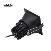Noir IP65 Carré Intérieur En Aluminium Downlight 8W 15W LED COB Plafonnier Réglable Spot Light