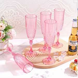 Transparent Crystal <b>Clear</b> Retro <b>Plastic</b> Disposable Wine Goblet Eco-Friendly Reusable Portable 180ml Capacity for Party Supplies - Product Image 2