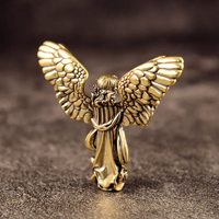 Sculpture d'ange gardien en laiton pour décoration intérieure, avec ailes, ornement de bureau tendance, objet de collection pour la maison, plaqué or