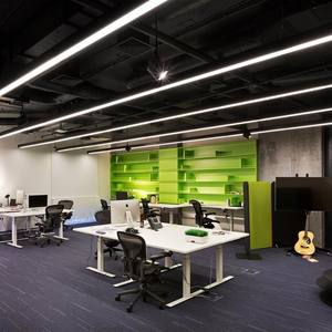 Suspension linéaire rectangulaire commerciale longue barre connexion sans couture Dimmable Suspension bureau <span class=keywords><strong>LED</strong></span> lumières suspendues - Product Image 1