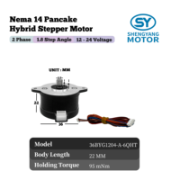 Moteur pas à pas Nema 14 de forme ronde, petit modèle 36BYG1204, 12V, 1,8 degré, avec pignon et arbre, pour imprimante 3D