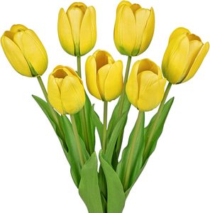 Flores de Tulipán Artificiales de Alta Simulación, Tacto Real, Goma Suave, 3 Cabezas, 2 Capullos, Decoración para el Hogar y Escritorio del Día de San Valentín - Product Image 1