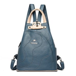Grand sac à dos de créateur élégant pour femmes Sacoche de voyage en <span class=keywords><strong>cuir</strong></span> PU à la mode <span class=keywords><strong>Cartable</strong></span> classique de couleur unie - Product Image 1