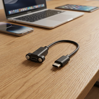 Cable de Extensión USB-C Personalizado Annxin de 0.3m, Macho a Hembra, Carga Rápida de 3A, Trenzado de Cobre Puro, Cubierta de PVC con Montaje en Panel