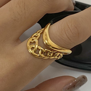 Modern Minimalist 18k Gold Stainless Steel <b>Ring</b> Geometric Design Adjustable <b>Opening</b> Unisex Daily Wear Jewelry - Product Image 4