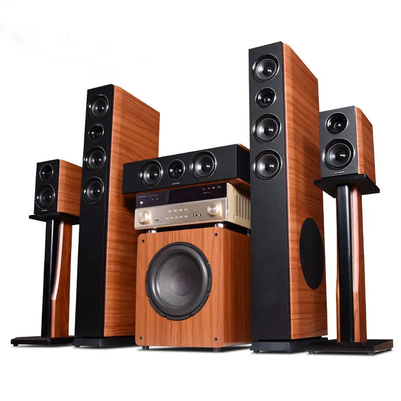 Vofull 5.1 wooden tower home theater, speaker surround sound system cinema motion system with big subwoofer//