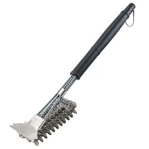 Nướng bàn chải và scraper thêm mạnh mẽ BBQ Cleaner dây an toàn lông 18 "thép không gỉ BBQ làm sạch bàn chải