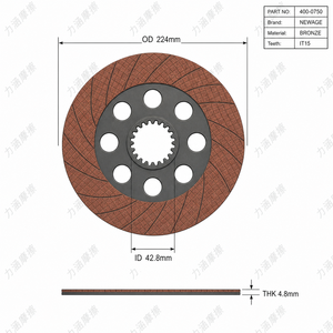 Disque d'embrayage à friction en bronze NEWAGE haute performance 400-0750, 224 mm, dents internes IT15 - Product Image 3