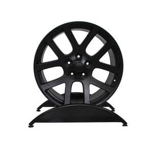 رف عرض معدني للإطارات للبيع بالتجزئة، حامل عرض لإطار واحد، مطلي بالبودرة السوداء، قابل للفك والتعديل، شكل دائري - Product Image 4