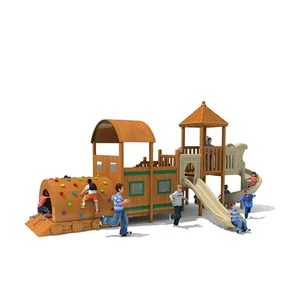彩色可选大型木制滑梯儿童户外游乐场设备