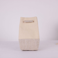 Pochette de voyage personnalisée en coton recyclé naturel et en jute avec cordon de serrage, sac cosmétique