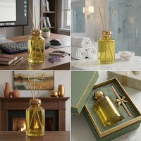 Botol Diffuser Mewah Terlaris Model Bahu Miring, Botol Diffuser Kosong Warna Transparan Custom dengan Tutup dan Kotak Kemasan