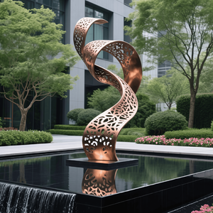 अनुकूलित अमूर्त स्टेनलेस स्टील पॉलिश रिबन मूर्तिकला कस्टम रंग आधुनिक डिजाइन आउटडोर पानी फव्वारा परिदृश्य एससी - Product Image 3