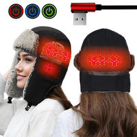 Chapeau chauffant électrique avec contrôle de la température à 3 niveaux, chauffage rapide, casquette chaude d'hiver pour le camping en plein air, la randonnée, le ski, le cyclisme, la pêche