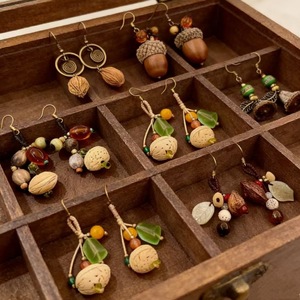 Pendientes colgantes inspirados en plantas, piedra natural, estilo vintage, uso diario para mujer - Product Image 4