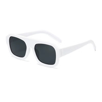 Lunettes de soleil carrées à double pont vintage pour hommes avec verres gris océan, monture rouge transparente en PC et rivets verts