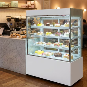 Étagère de présentation de pain pour boulangerie personnalisée, façade en verre plat, équipement réfrigéré sans buée, <span class=keywords><strong>vitrine</strong></span> réfrigérée pour gâteaux - Product Image 2