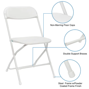 Silla plegable blanca resistente para exteriores, diseño de <span class=keywords><strong>metal</strong></span> portátil para cenas, fiestas, eventos - Product Image 4