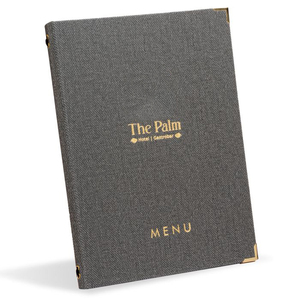 Porte-menus d'hôtel de luxe sur mesure avec bande élastique, menus reliés pour restaurant - Product Image 1