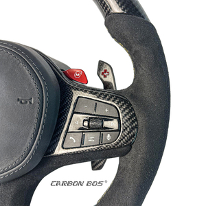 Modelo Antiguo Actualizado a Nuevo Modelo Compatible con <span class=keywords><strong>BMW</strong></span> M3 M5 Serie G G30 <span class=keywords><strong>G20</strong></span> <span class=keywords><strong>328i</strong></span> Etc. Volante de Fibra de Carbono y Cuero Alcántara - Product Image 2