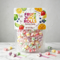 Bonbons Gélifiés Sucrés et Acidulés aux Fruits Multicolores Certifiés Halal OEM ODM, Boîte de 500g, Vente en Gros, Fabricant Chinois